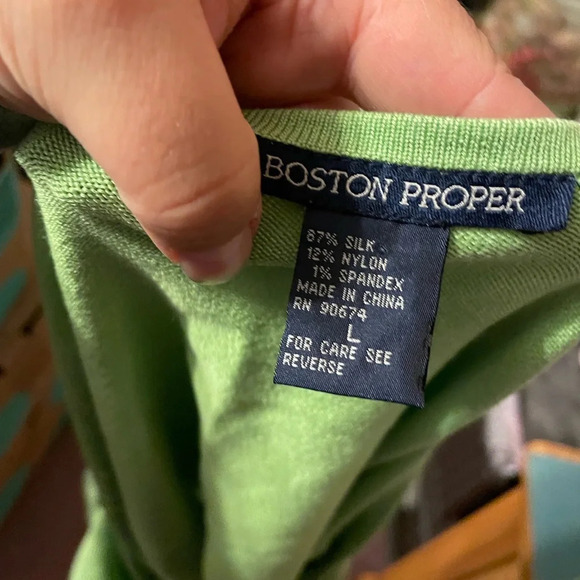 BOSTON PROPER SILK SWEATER HALTER TOP - Picture 4 of 4